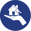 Hand holding house with keys Icon